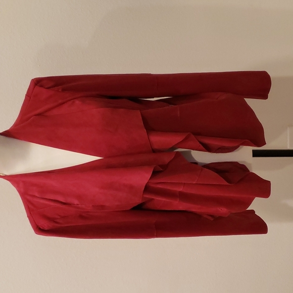 BAGUETTE, Burgundy Blazer, Size L Open front suede  feel fabric - Picture 1 of 8
